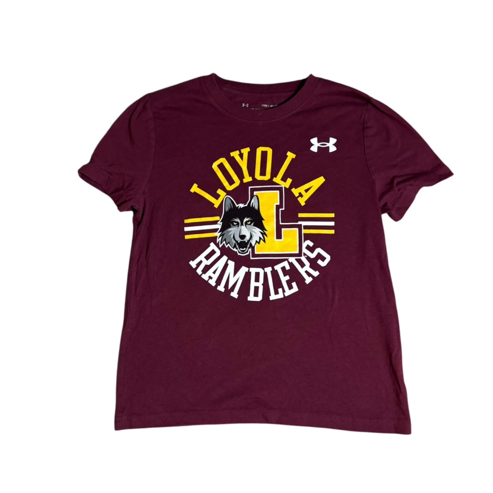Under Armour Loyola Ramblers Maroon T-Shirt size youth small LUC Chicago